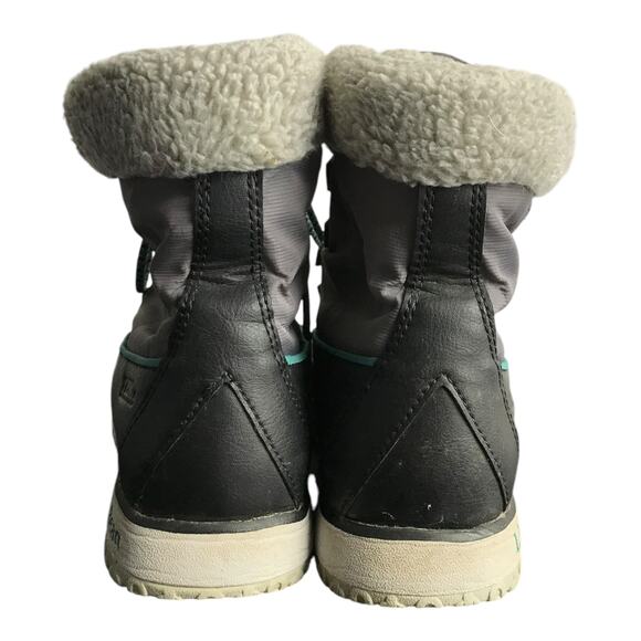 L.L Bean Booties Women Sz 7 Lite Black Gray Colorblock Leather Insulated Lace-Up - Picture 6 of 7
